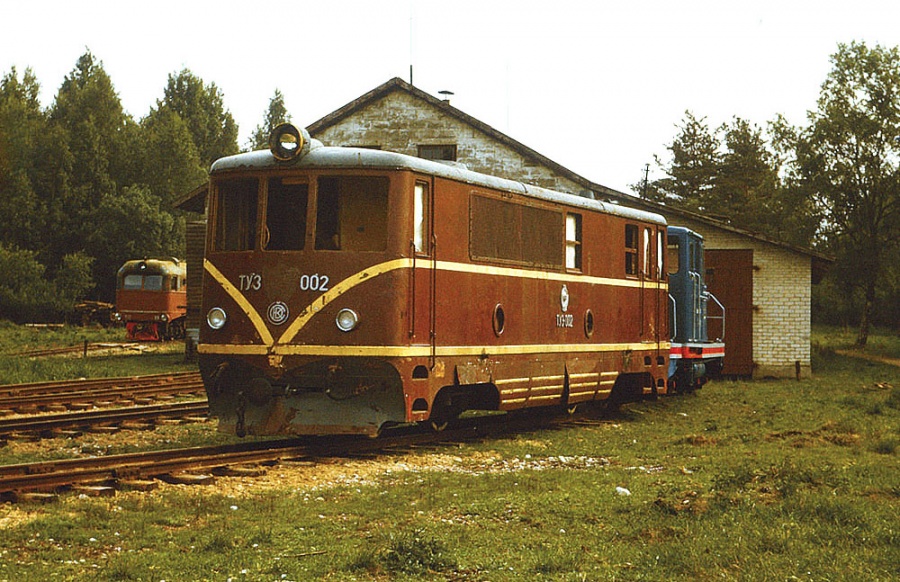 TU3-002
25.05.1990
Lavassaare
Locomotive worked in Lithuania, depot Panevežys 1959-1964 and 1964-1988 at Leningrad children railway, Russia.
